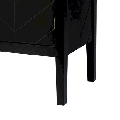 Modern Elegant Wooden Storage Cabinet with Antique Brass Coloured Metal Handles