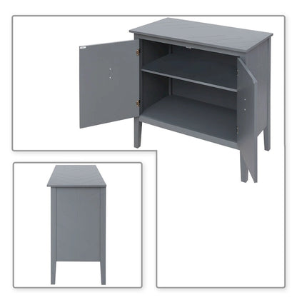 Modern Elegant Wooden Storage Cabinet with Antique Brass Coloured Metal Handles