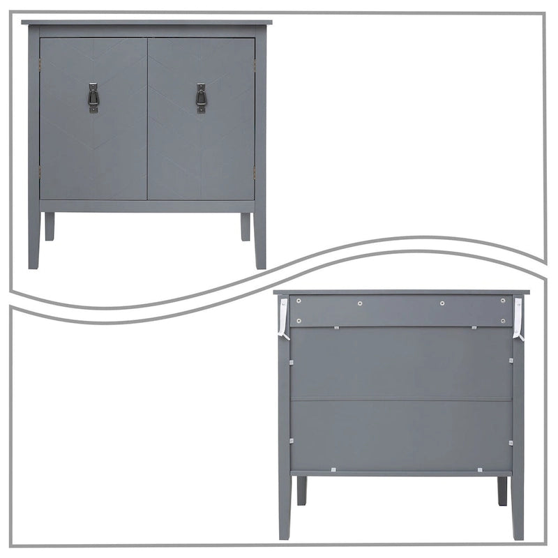 Modern Elegant Wooden Storage Cabinet with Antique Brass Coloured Metal Handles