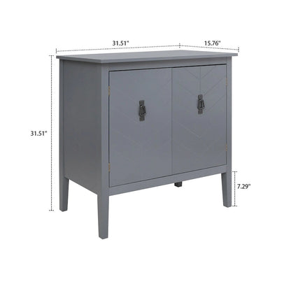 Modern Elegant Wooden Storage Cabinet with Antique Brass Coloured Metal Handles