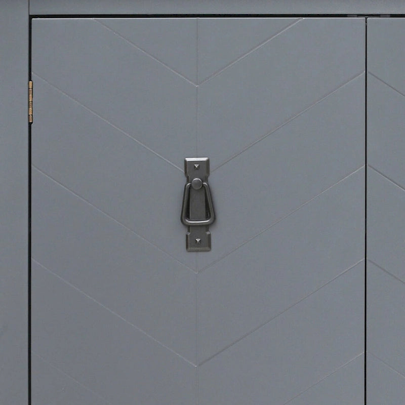 Modern Elegant Wooden Storage Cabinet with Antique Brass Coloured Metal Handles