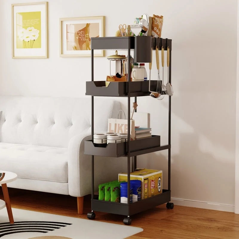 4-Tier Slim Rolling Pull-Out Storage Utility Cart with Wheels