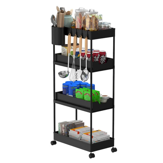 4-Tier Slim Rolling Pull-Out Storage Utility Cart with Wheels