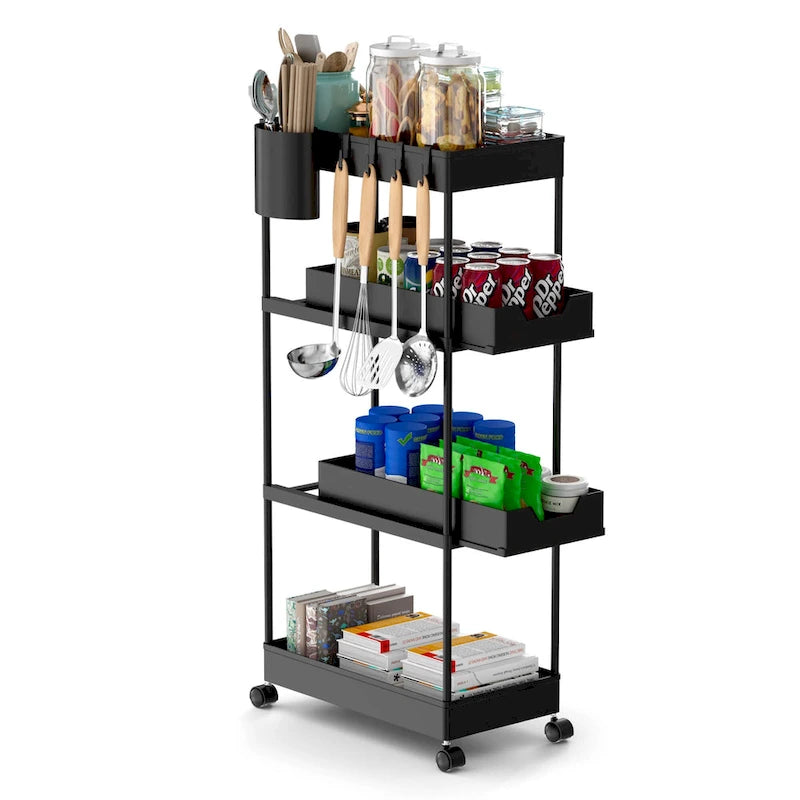 4-Tier Slim Rolling Pull-Out Storage Utility Cart with Wheels