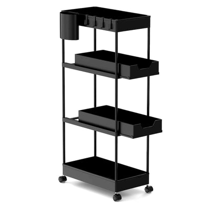 4-Tier Slim Rolling Pull-Out Storage Utility Cart with Wheels