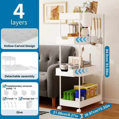 4-Tier Slim Rolling Pull-Out Storage Utility Cart with Wheels