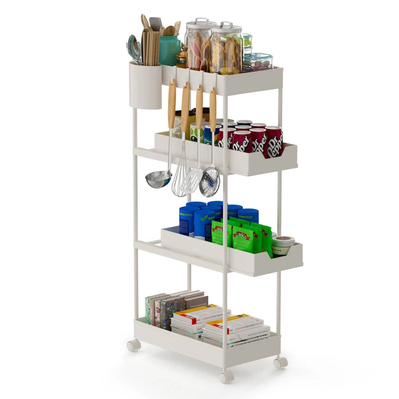 4-Tier Slim Rolling Pull-Out Storage Utility Cart with Wheels