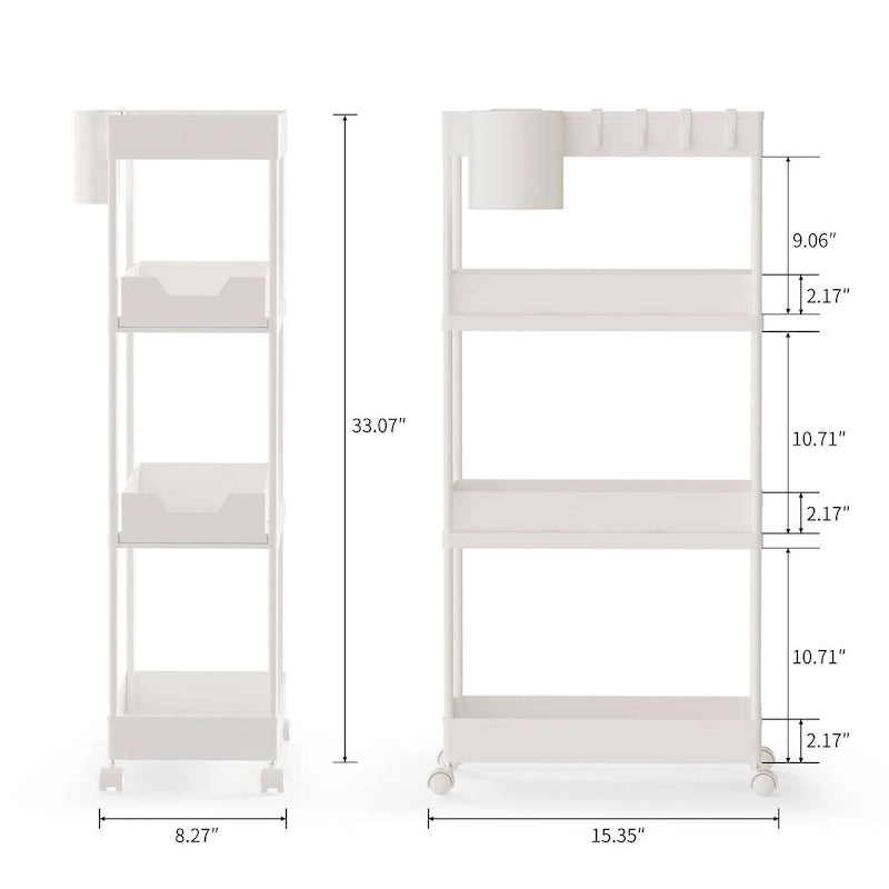 4-Tier Slim Rolling Pull-Out Storage Utility Cart with Wheels