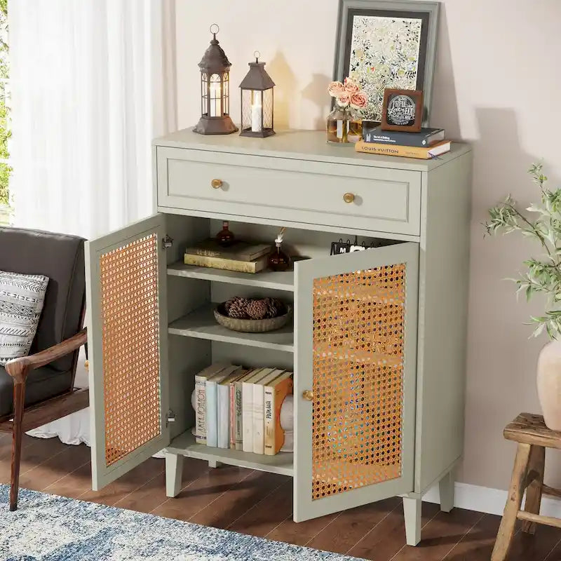 Storage Cabinet with Doors, Sideboard Cabinet with Adjustable Shelves and Drawer