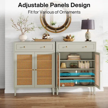 Storage Cabinet with Doors, Sideboard Cabinet with Adjustable Shelves and Drawer