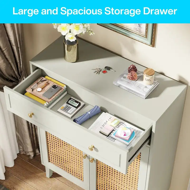 Storage Cabinet with Doors, Sideboard Cabinet with Adjustable Shelves and Drawer
