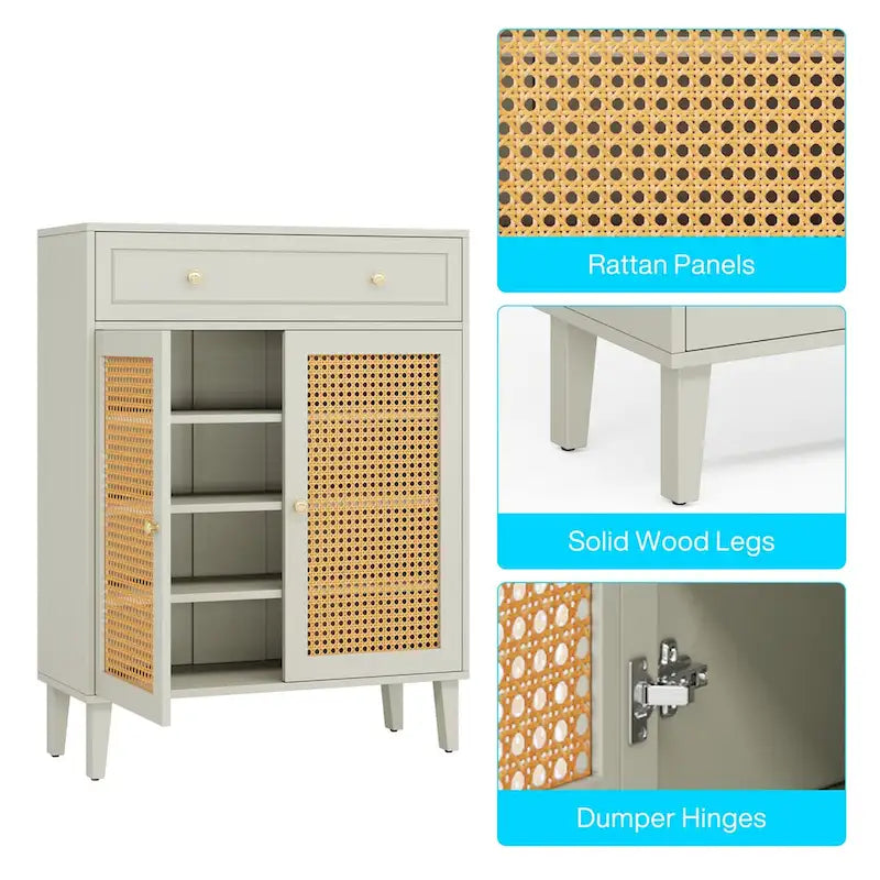 Storage Cabinet with Doors, Sideboard Cabinet with Adjustable Shelves and Drawer