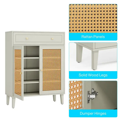 Storage Cabinet with Doors, Sideboard Cabinet with Adjustable Shelves and Drawer