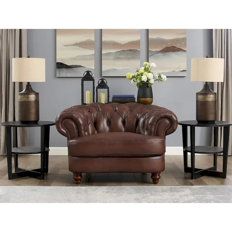 Hydeline Newport Top Grain Chesterfield Leather Chair