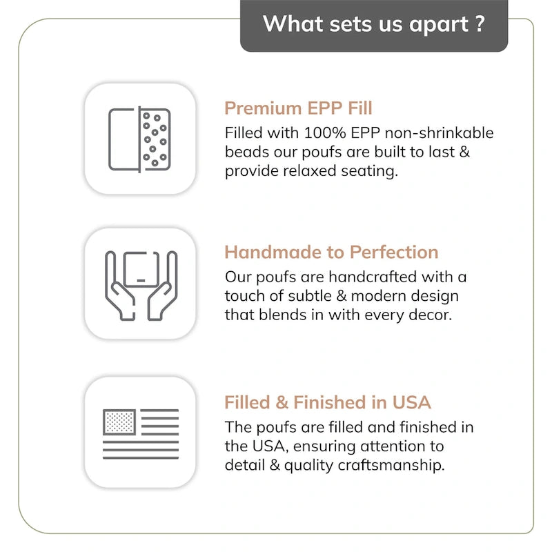 Jani Hanalei 20-inch Blue & Ivory Square Pouf Ottoman - Handmade Footrest for Living Room, Bedroom, Nursery, Kidsroom