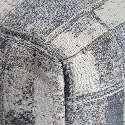 Jani Biarritz 22-inch Gray & Ivory Square Pouf Ottoman - Handmade Footrest for Living Room, Bedroom