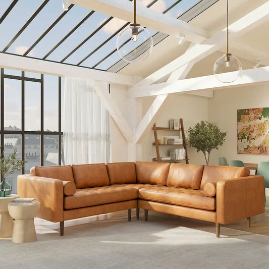 Poly & Bark Napa 98 Corner Sectional Sofa - Full Grain Genuine Italian Leather