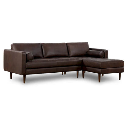 Poly & Bark Napa 104.5 Right-facing Sectional Sofa - Full Grain Genuine Italian Leather