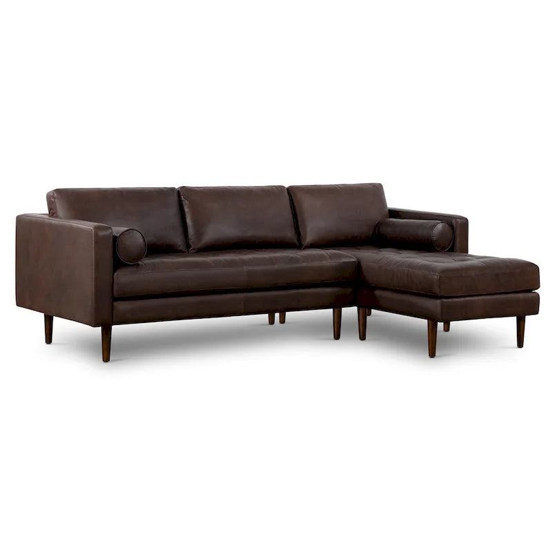 Poly & Bark Napa 104.5 Right-facing Sectional Sofa - Full Grain Genuine Italian Leather