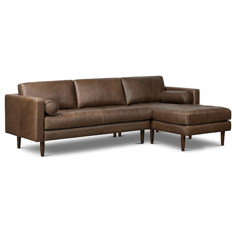 Poly & Bark Napa 104.5 Right-facing Sectional Sofa - Full Grain Genuine Italian Leather