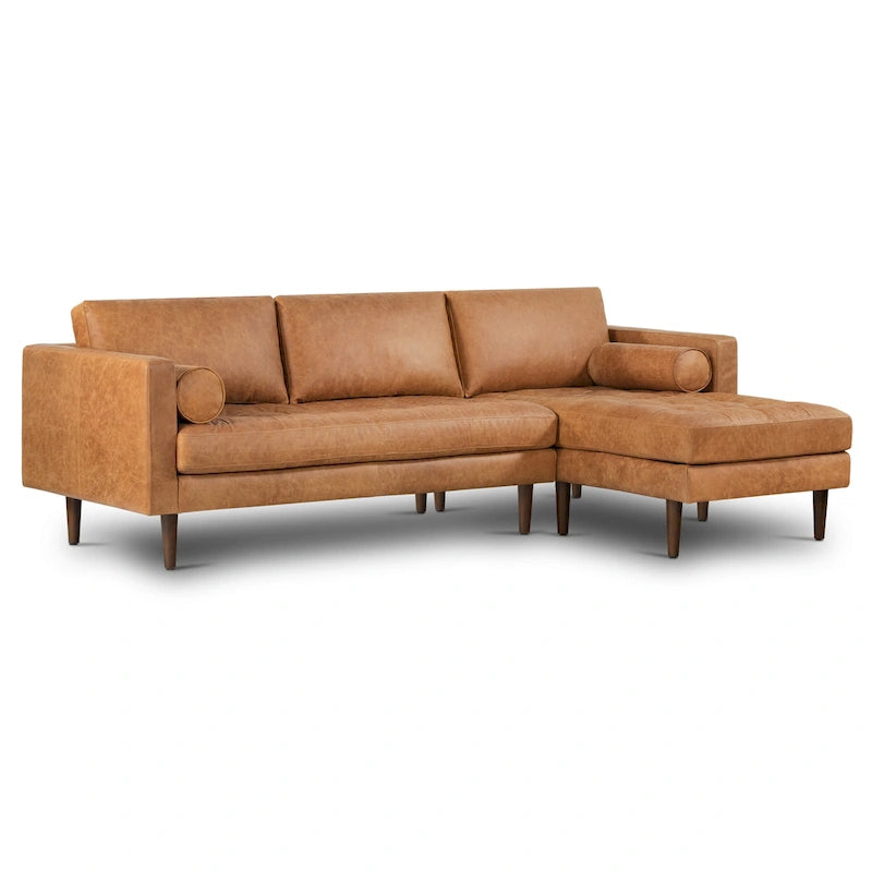 Poly & Bark Napa 104.5 Right-facing Sectional Sofa - Full Grain Genuine Italian Leather