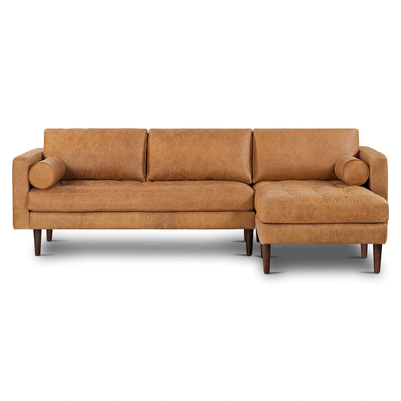 Poly & Bark Napa 104.5 Right-facing Sectional Sofa - Full Grain Genuine Italian Leather