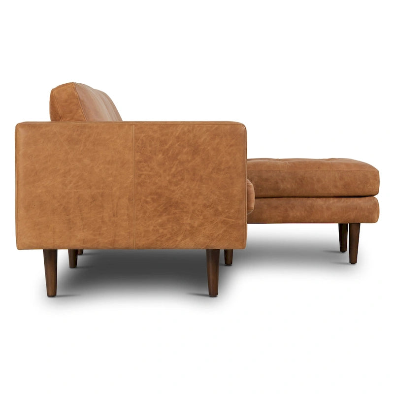 Poly & Bark Napa 104.5 Right-facing Sectional Sofa - Full Grain Genuine Italian Leather