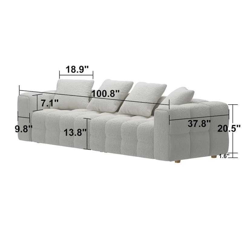 100.8 Teddy Velvet Sofa CouchModern Loveseat/Sofa/Couch with Armrest