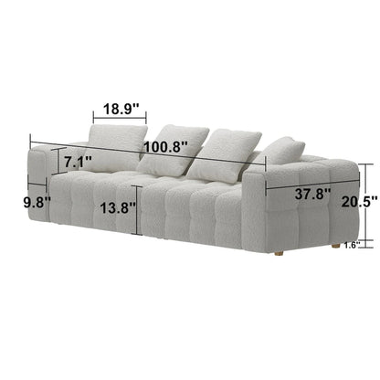100.8 Teddy Velvet Sofa CouchModern Loveseat/Sofa/Couch with Armrest