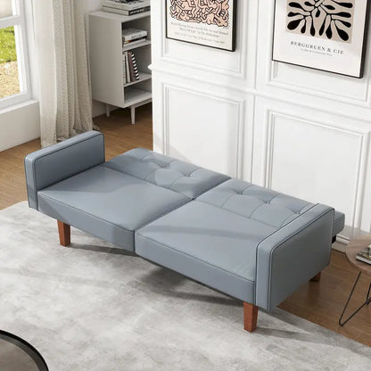 Futon Sofa Bed, Faux Leather Memory Foam Couch,Modern Convertible Love seat for Compact Living Room