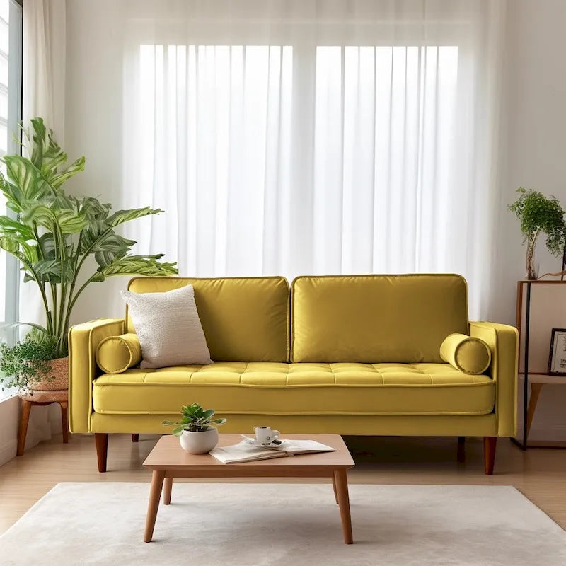 Edona 70 Velvet Square Arm Sofa