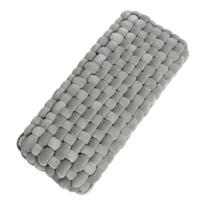 Chunky Woven Velvet Entryway Bench with Wood Legs