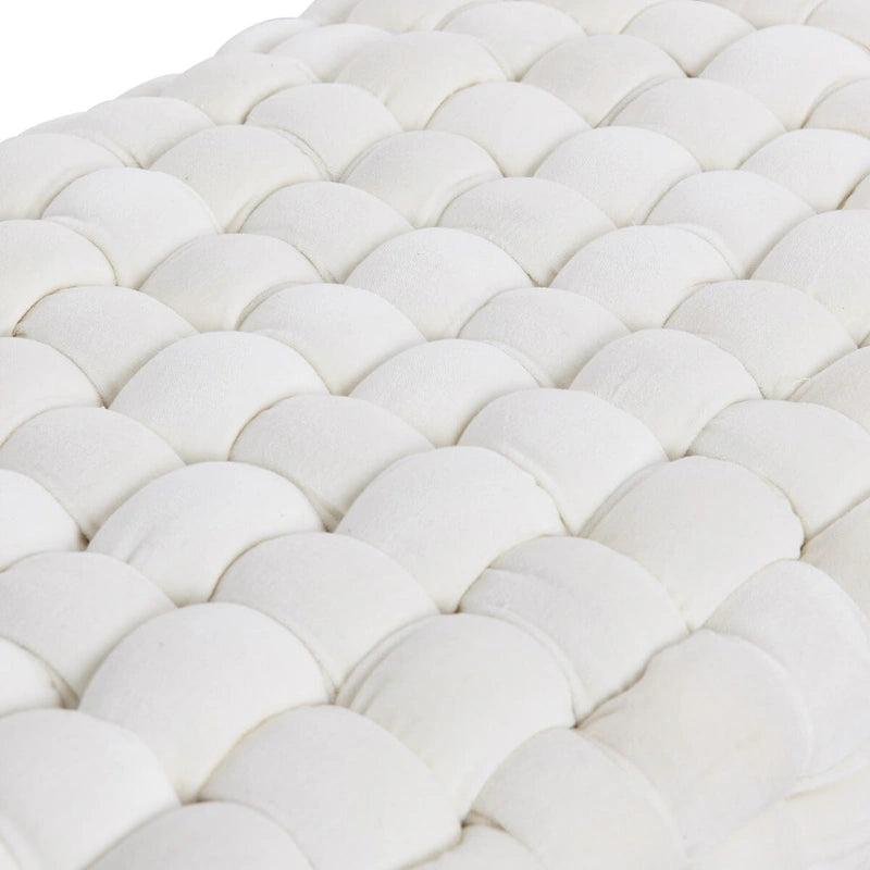 Chunky Woven Velvet Entryway Bench with Wood Legs