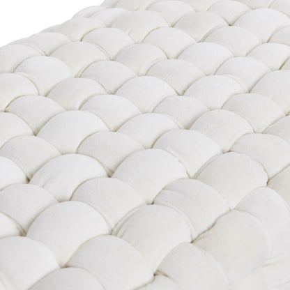 Chunky Woven Velvet Entryway Bench with Wood Legs