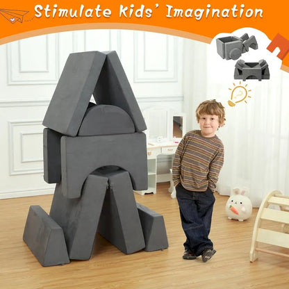 8 Pcs Kids Play Couch Kids Convertible Play Fort 8 in 1 Multifunctional Couch