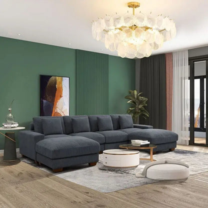 123 Corduroy Upholstered U-Shaped 6-Piece Sectional Sofa