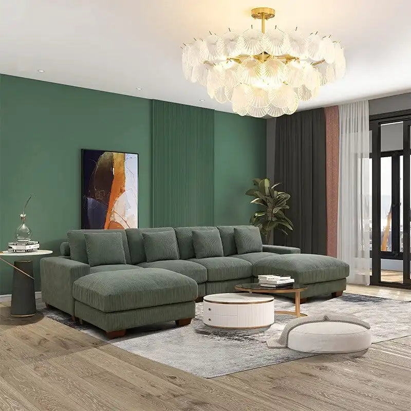 123 Corduroy Upholstered U-Shaped 6-Piece Sectional Sofa