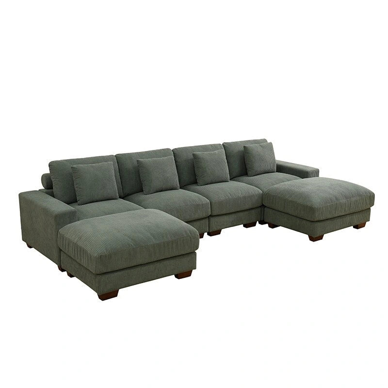 123 Corduroy Upholstered U-Shaped 6-Piece Sectional Sofa