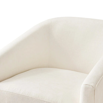 Modern Accent Chair Upholstered Fabric Living Room Swivel Barrel Armchair Wood Frame