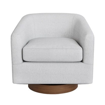 Modern Accent Chair Upholstered Fabric Living Room Swivel Barrel Armchair Wood Frame