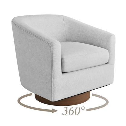 Modern Accent Chair Upholstered Fabric Living Room Swivel Barrel Armchair Wood Frame