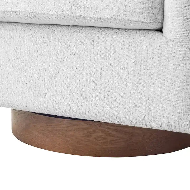 Modern Accent Chair Upholstered Fabric Living Room Swivel Barrel Armchair Wood Frame