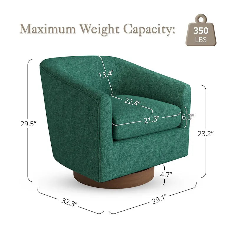 Modern Accent Chair Upholstered Fabric Living Room Swivel Barrel Armchair Wood Frame