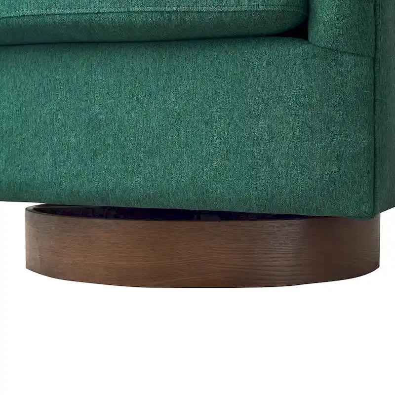 Modern Accent Chair Upholstered Fabric Living Room Swivel Barrel Armchair Wood Frame