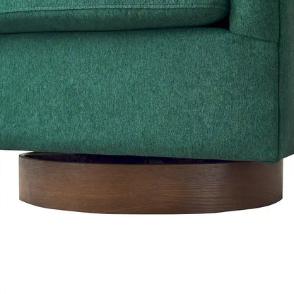 Modern Accent Chair Upholstered Fabric Living Room Swivel Barrel Armchair Wood Frame