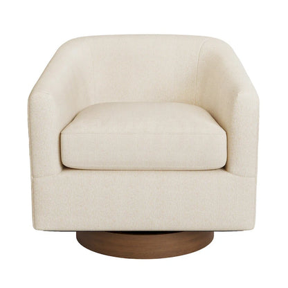 Modern Accent Chair Upholstered Fabric Living Room Swivel Barrel Armchair Wood Frame
