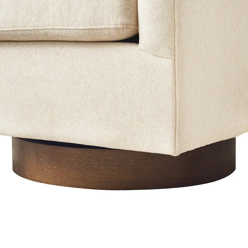 Modern Accent Chair Upholstered Fabric Living Room Swivel Barrel Armchair Wood Frame