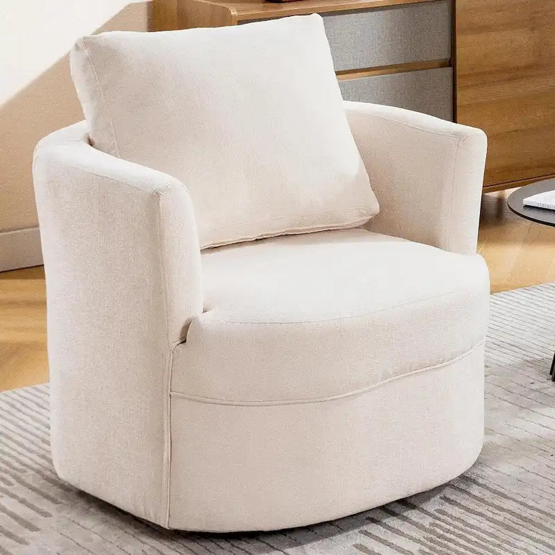 HOMYKA Swivel Accent Barrel Chair Round Arm Chair with Pillow
