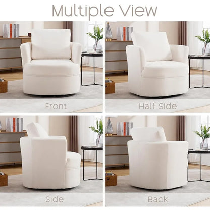HOMYKA Swivel Accent Barrel Chair Round Arm Chair with Pillow