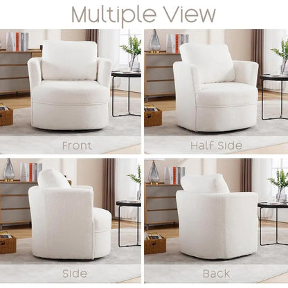 HOMYKA Swivel Accent Barrel Chair Round Arm Chair with Pillow